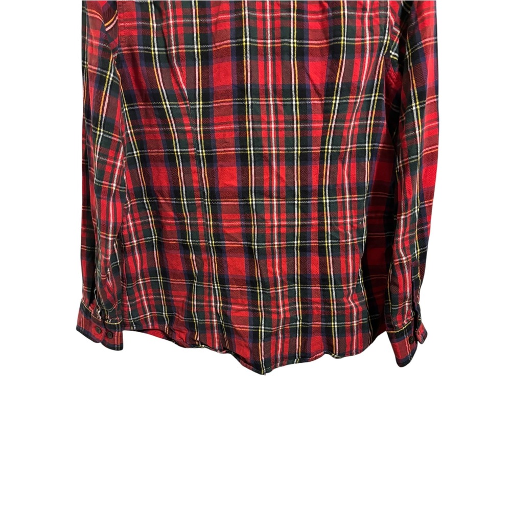 LL Bean Plaid Button Down Red Tartan Slightly Fitted Cabincore Lumberjack Size M - Picture 10 of 11